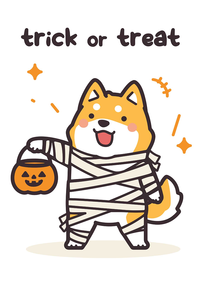 Halloween Shiba Inu Mummy Cartoon