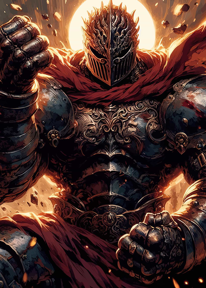Armored Knight with Red Cape