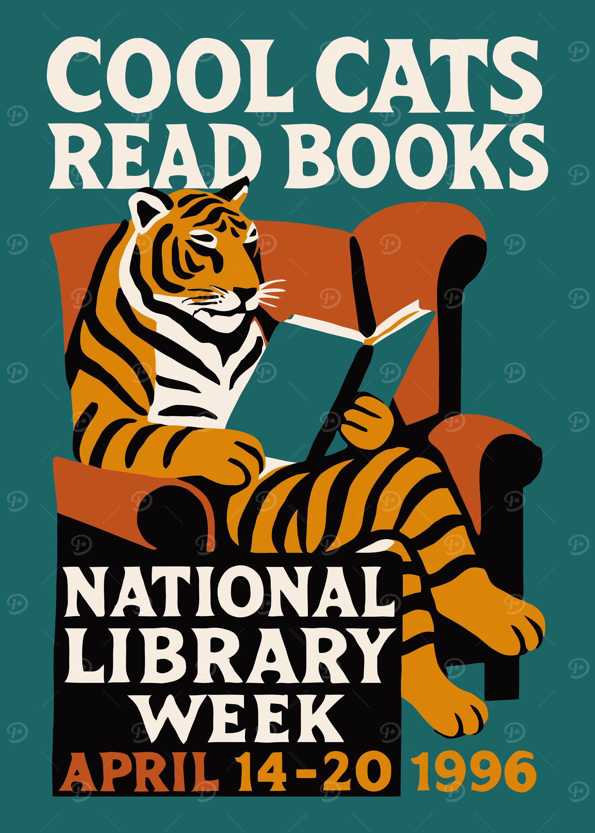 Cool Cats Read Books Poster