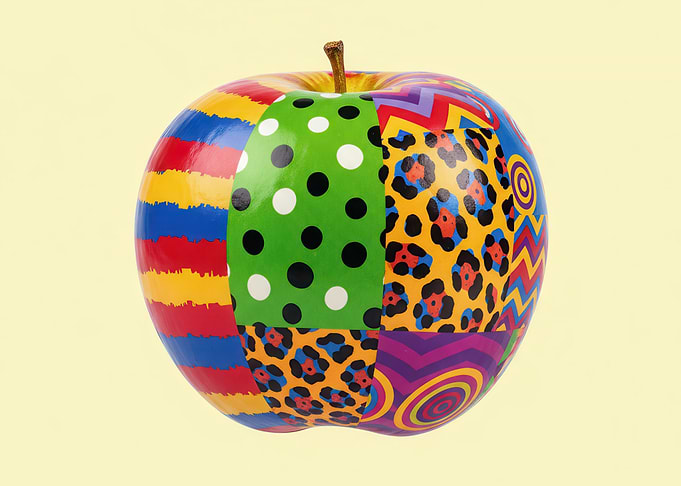 Colorful Patterned Apple Still Life