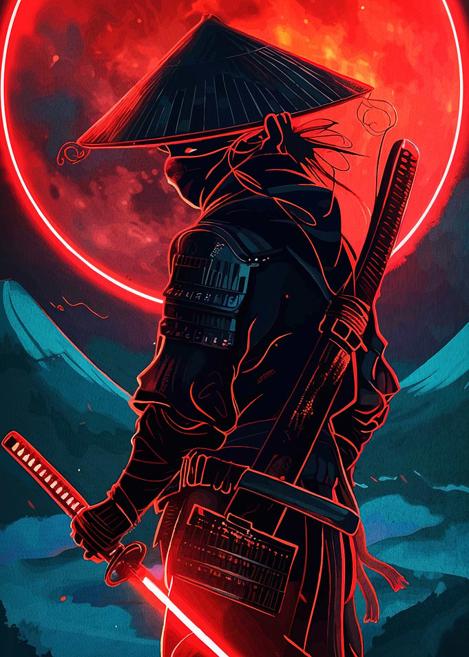 Neon Ninja Katana Moon