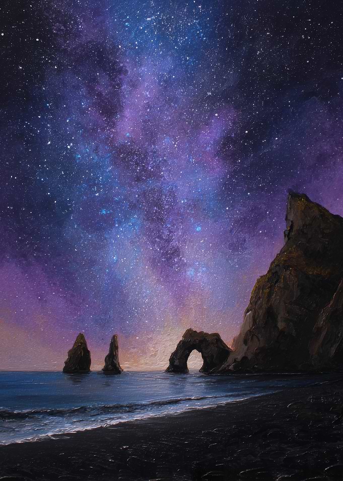 Night Sky Over Black Sand Beach