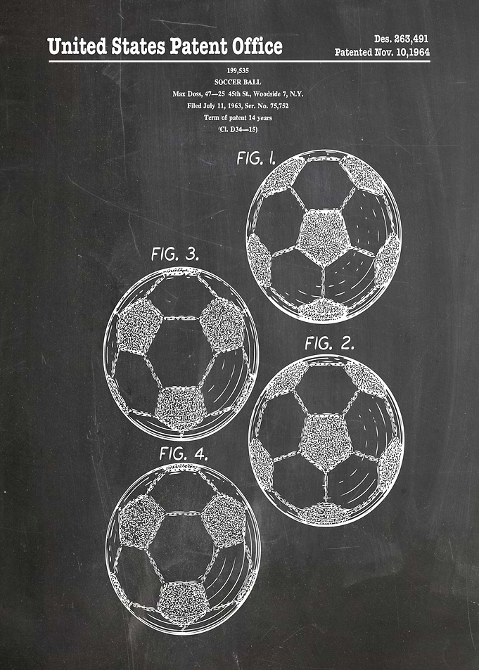 Soccer Ball Patent Blueprint Art