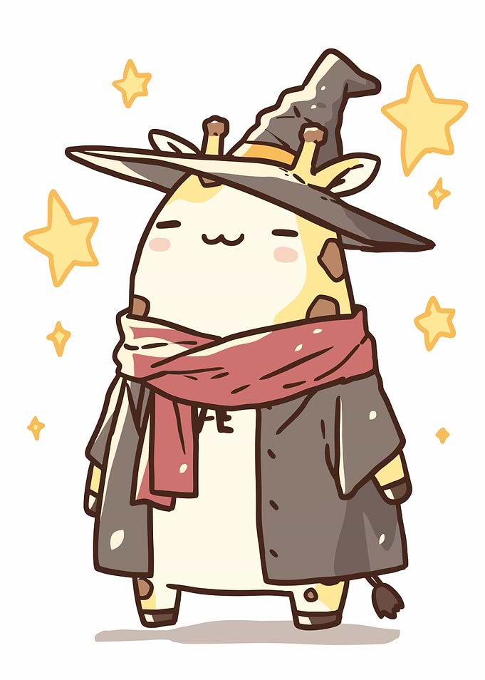Giraffe Wizard Cartoon Illustration