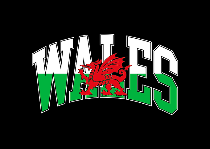 Wales Flag Dragon Graphic on Black