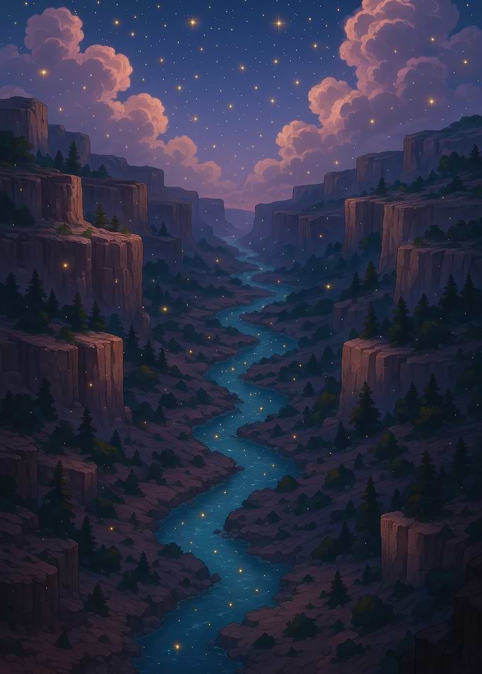 Starry River Canyon Landscape