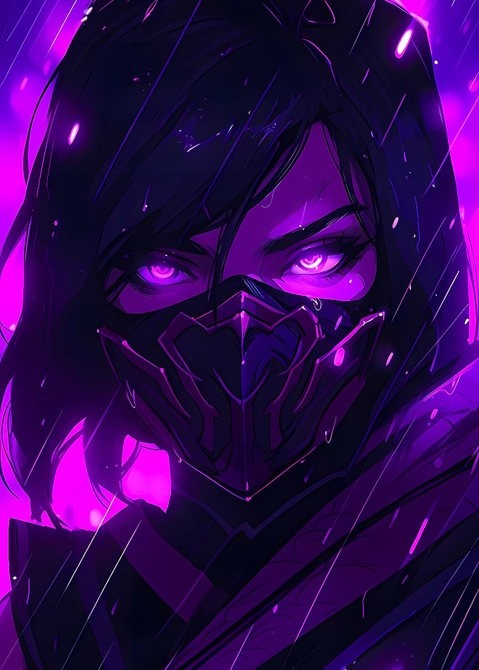 Purple Masked Girl Warrior Digital Art