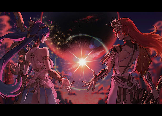 Anime Characters Reaching for Light