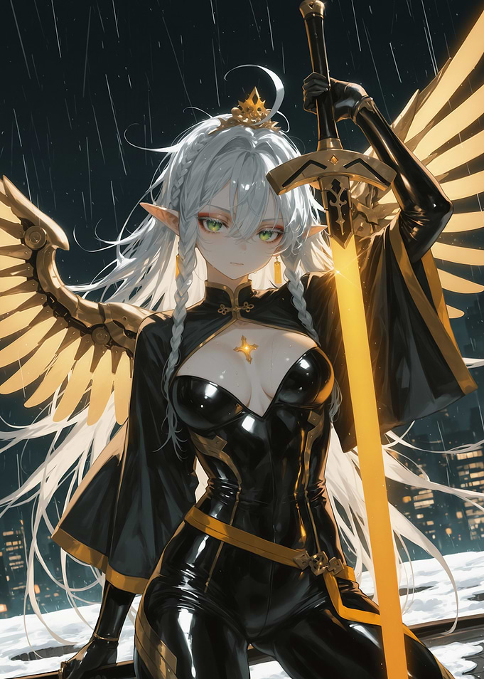 Winged Elf Warrior with Sword