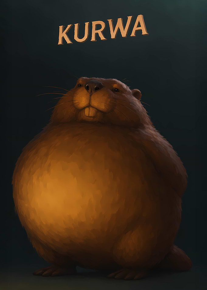 Chonky Beaver with 'Kurwa' Text