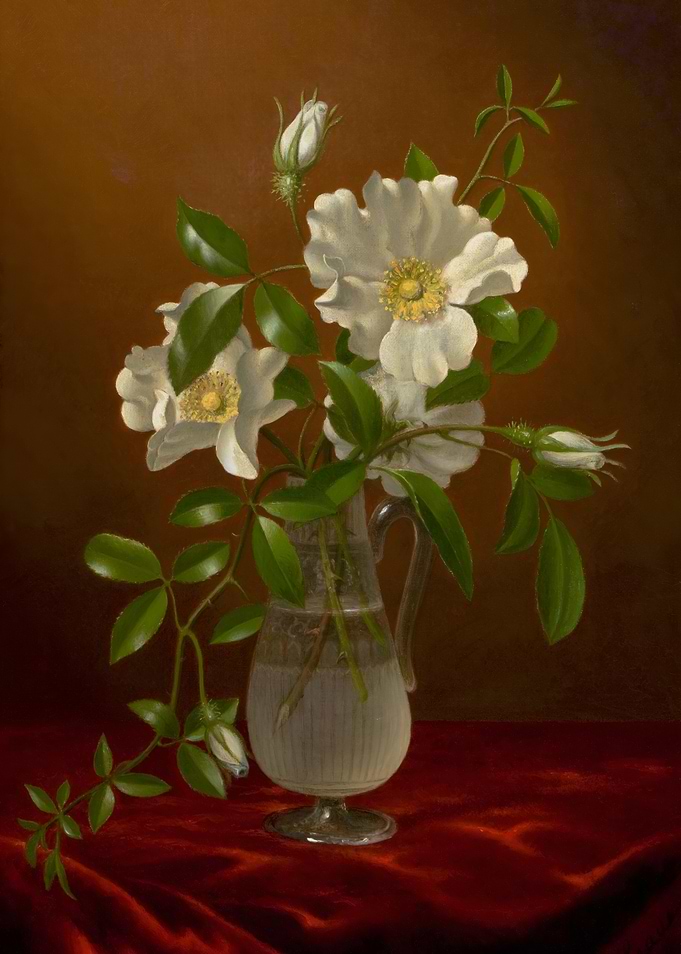White Roses in Glass Pitcher Painting