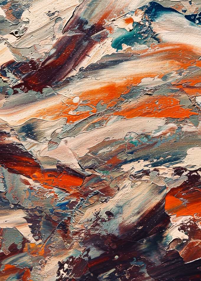 Abstract Textured Painting with Orange and Brown