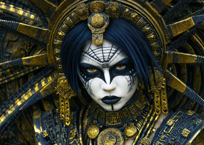 Aztec Goddess with Golden Headdress