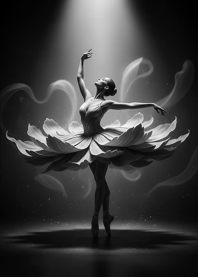 Elegant Ballerina in Floral Tutu