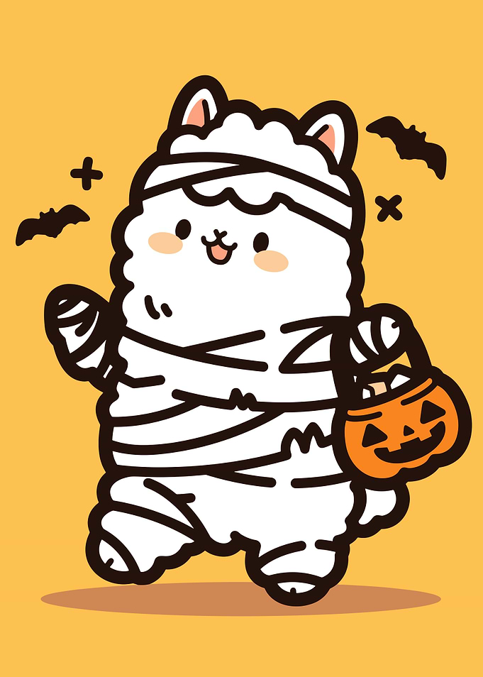 Cute Mummy Cat Halloween Illustration