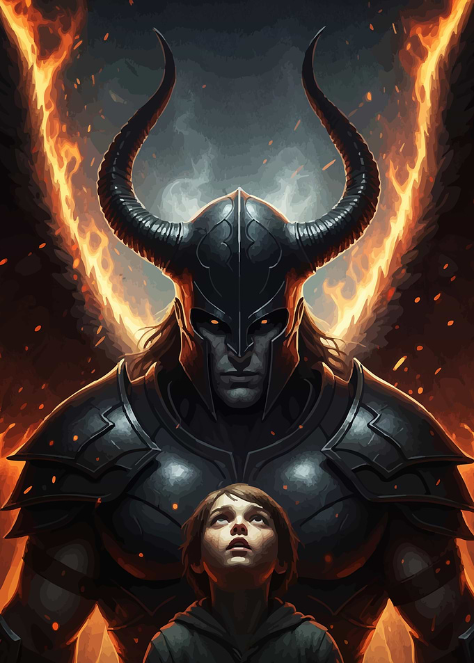 Demon Guardian and Child