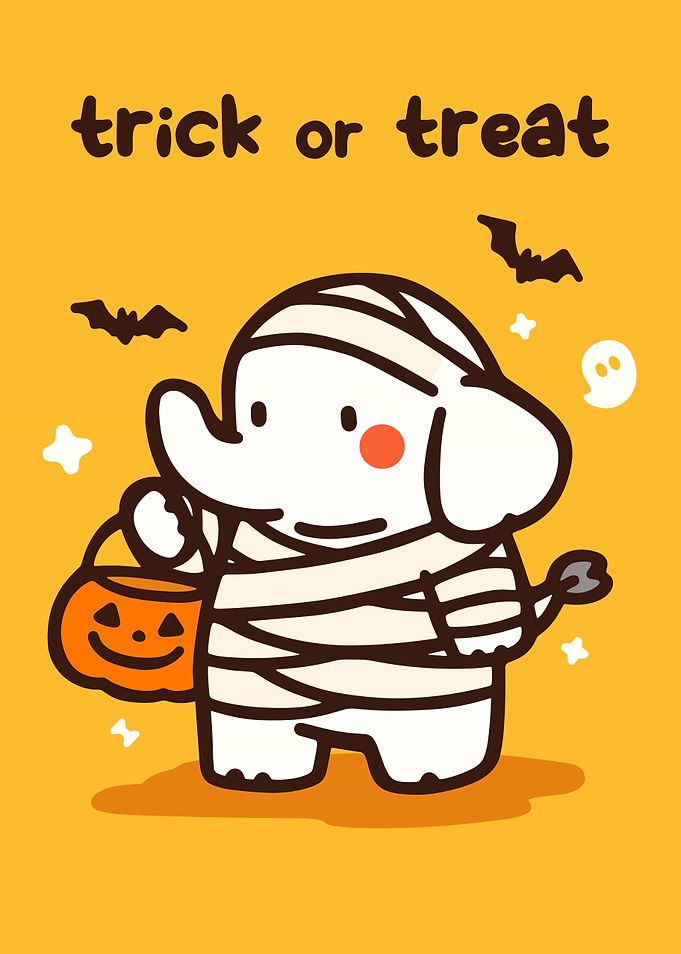 Cute Halloween Elephant Mummy Cartoon