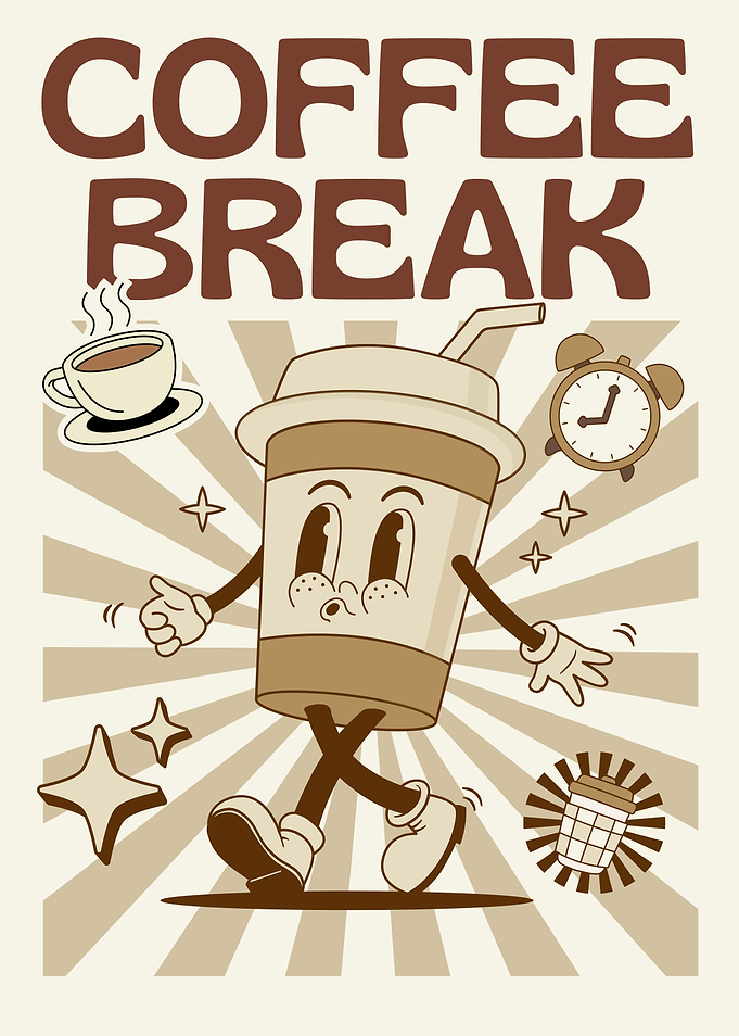 Coffee Break Cartoon Character Illustration