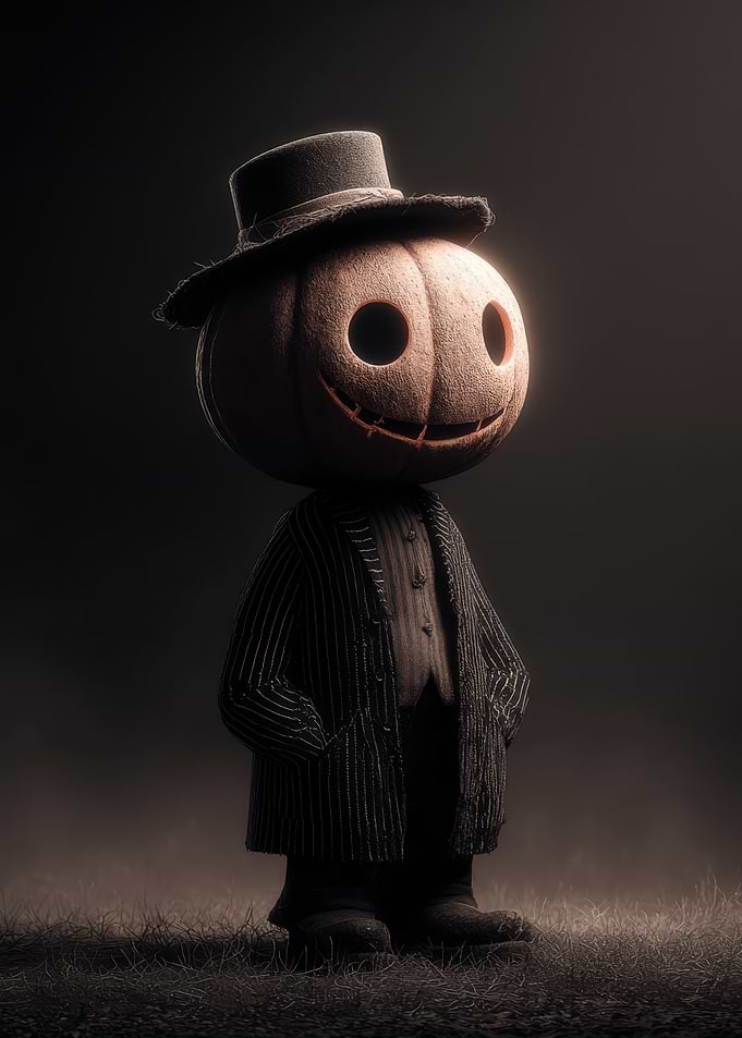 Pumpkin Head Character in Suit