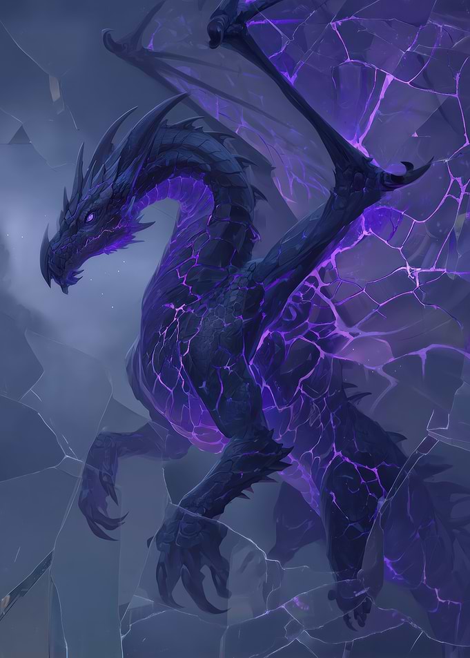 Dark Dragon with Purple Energy