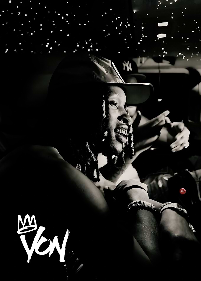 King Von Black and White Portrait