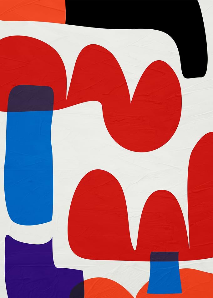 Abstract Shapes in Red, Blue, and Black