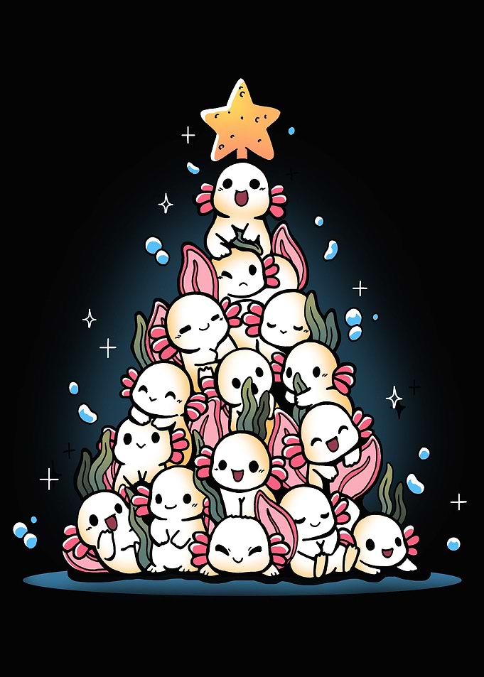Axolotl Christmas Tree Cartoon