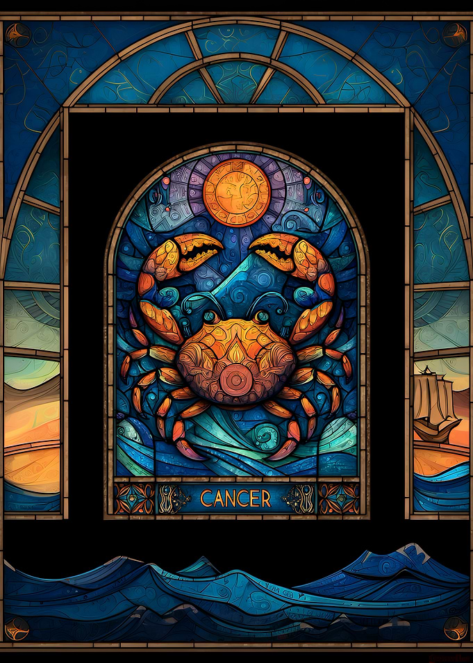 Cancer Zodiac Sign Stained Glass Art