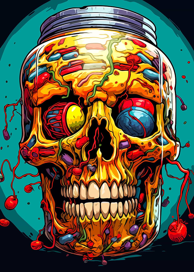 Skull in a Jar Digital Art