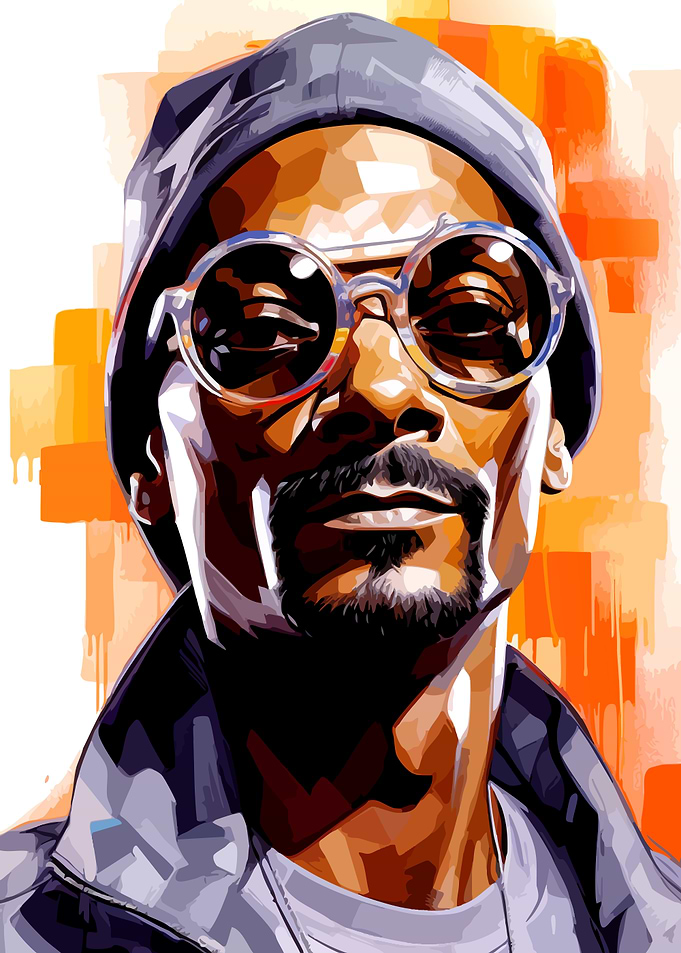 Snoop Dogg Portrait with Orange Background