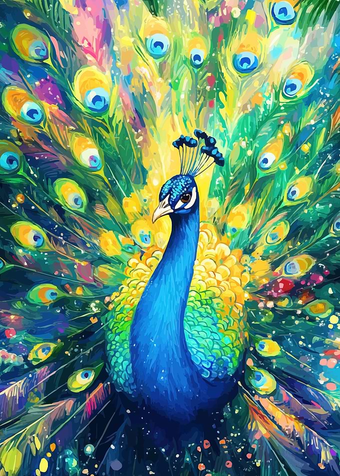 Colorful Peacock Painting