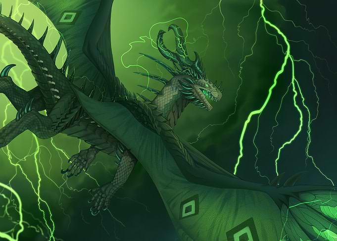 Green Dragon in Stormy Weather
