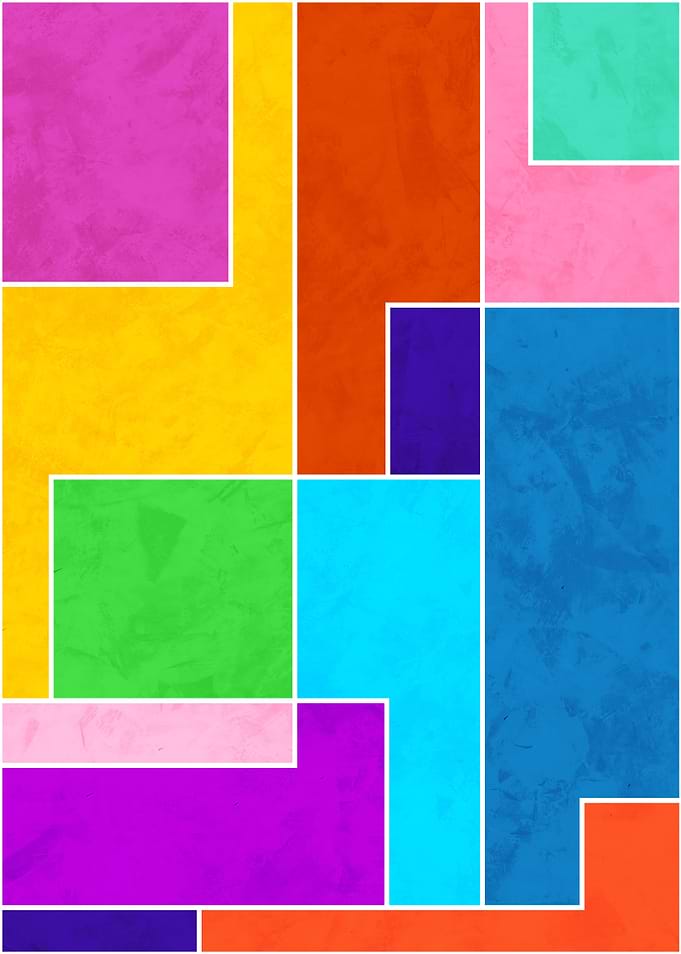 Colorful Abstract Geometric Shapes with White Borders