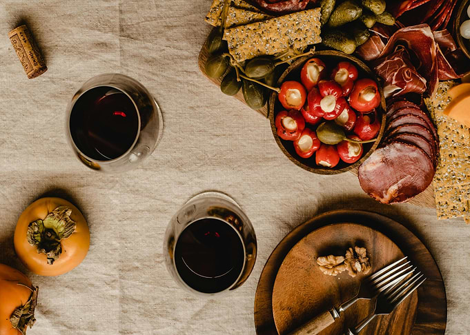Wine and Charcuterie Still Life