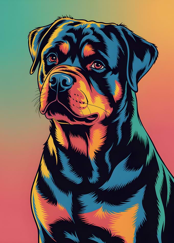 Colorful Rottweiler Portrait