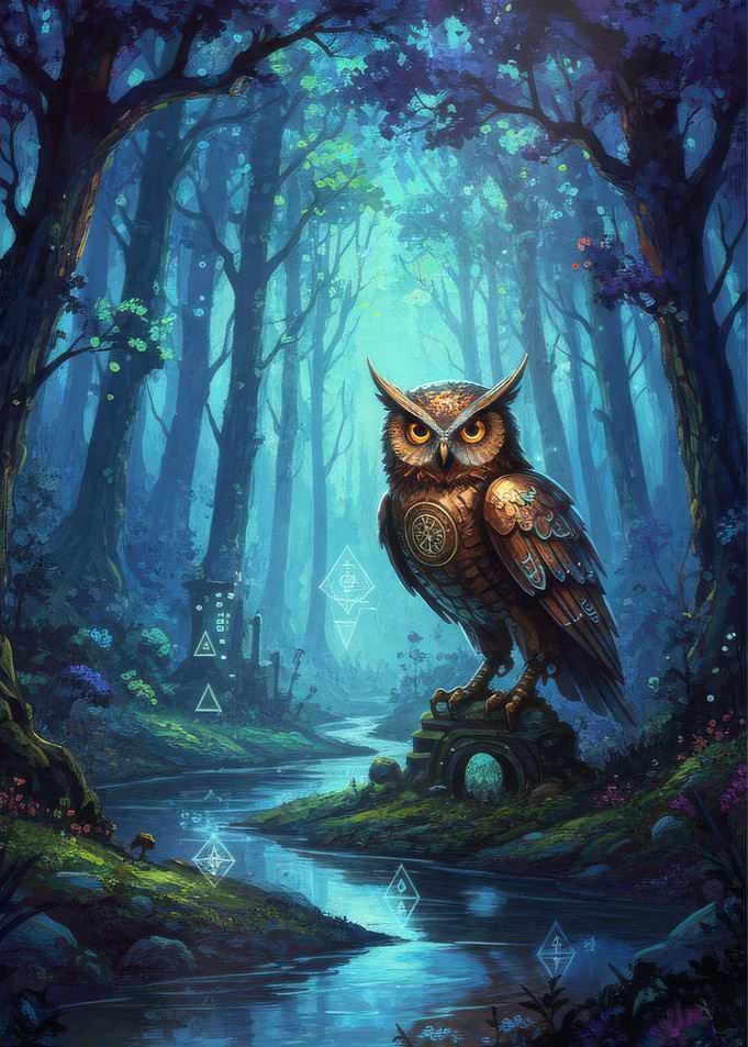 Mystical Owl in Enchanted Forest