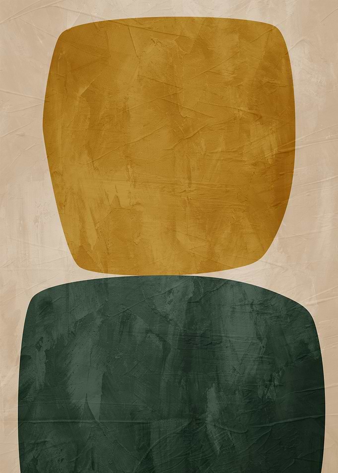 Abstract Shapes Art: Mustard and Green