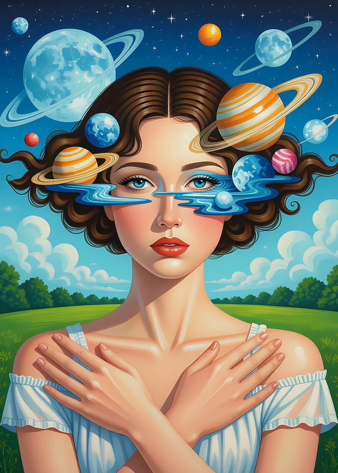 Celestial Woman with Planets