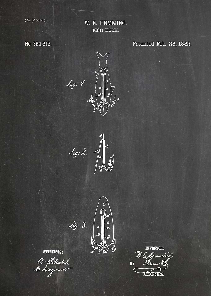 W.E. Hemming Fish Hook Patent