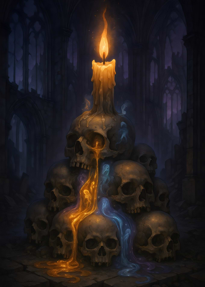 Gothic Skulls Candle