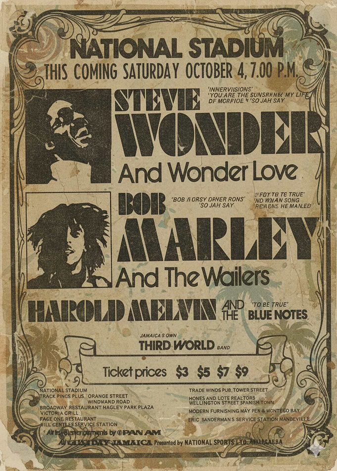 Vintage Concert Poster: Stevie Wonder, Marley