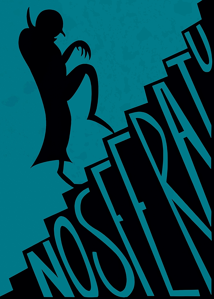 Nosferatu Silhouette Climbing Text Stairs