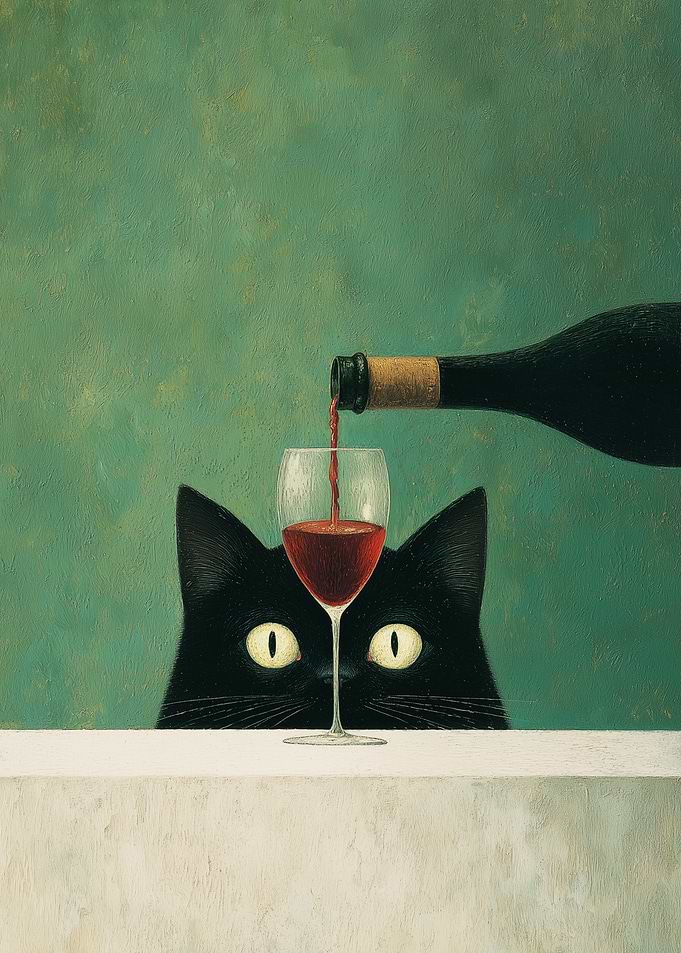 Cat and Drinl red color