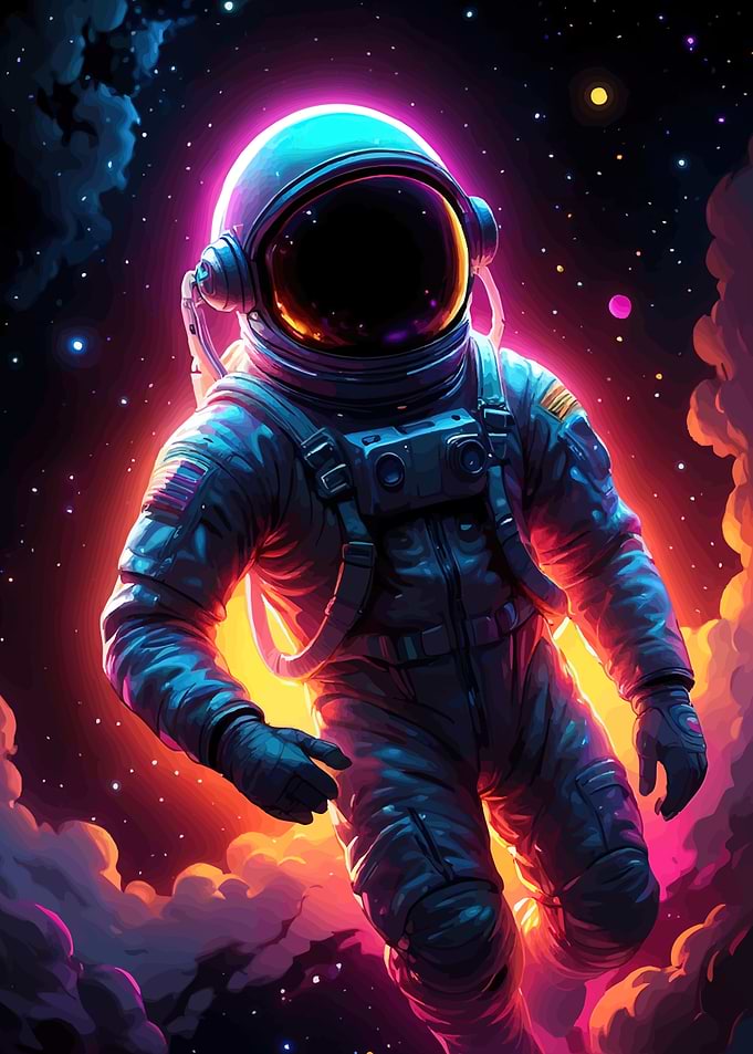 Astronaut Space Neon Glow