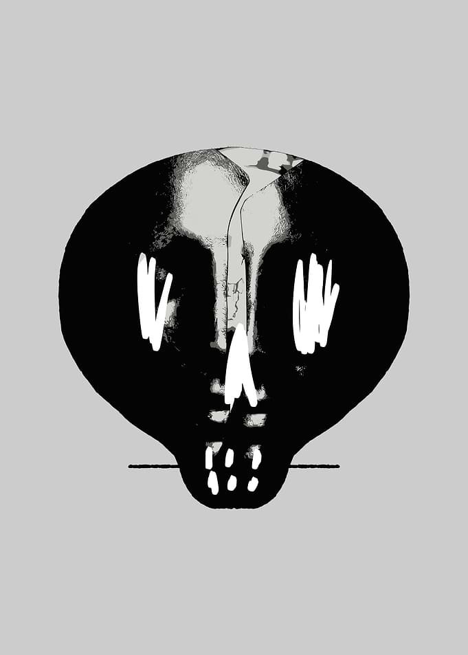 Abstract Skull Art in Black and White