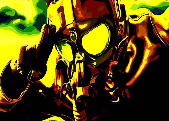 Gas Mask Figure in Yellow and Black