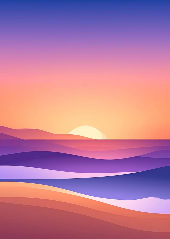 Minimalist Sunset Landscape with Hills