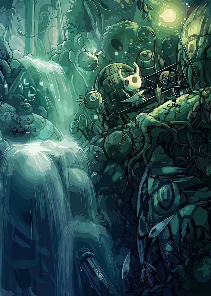 Hollow Knight Waterfall Scene