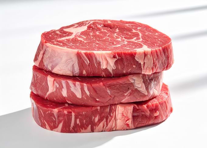 Stack of Raw Beef Steaks