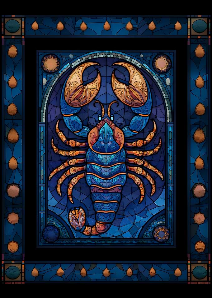 Cancer Zodiac Sign Stained Glass Art